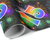 カラフルな花火 + 虹パターン"15"イベント# ラッピングペーパー (ロールコーナー)