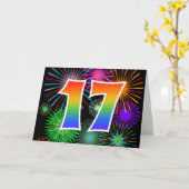 カラフルな花火 + 虹パターン"17"イベント# カード (黄色い花)