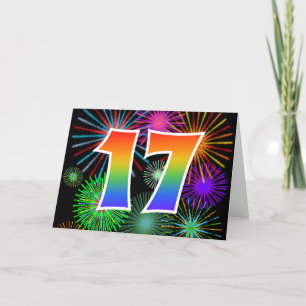 カラフルな花火 + 虹パターン"17"イベント# カード