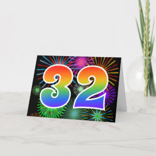 カラフルな花火 + 虹パターン"32"イベント# カード