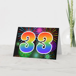 カラフルな花火 + 虹パターン"33"イベント# カード