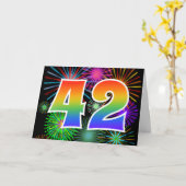 カラフルな花火 + 虹パターン"42"イベント# カード (黄色い花)
