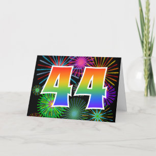 カラフルな花火 + 虹パターン"44"イベント# カード