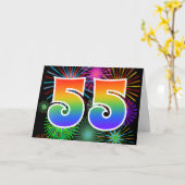 カラフルな花火 + 虹パターン"55"イベント# カード (黄色い花)