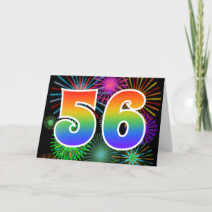 カラフルな花火 + 虹パターン"56"イベント# カード