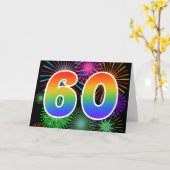カラフルな花火 + 虹パターン"60"イベント# カード (黄色い花)