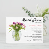 カラフルな花瓶のチューリップ - 結婚前お披露目招待状 招待状 (スタンド正面)