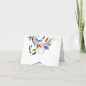 カラフルな花紋とダビデの星のダマスク織り サンクスカード サンキューカード (裏面)