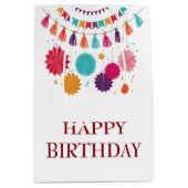 カラフルな花輪の誕生日のギフトバッグ ミディアムペーパーバッグ (正面)