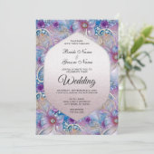 カラフルな花飾りパールジュエリー ウェディング招待状 招待状 (スタンド正面)