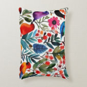 カラフルな花鳥 アクセントクッション (正面(垂直))