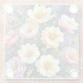 カラフルな花 エレガントな水彩画 ガラスコースター (裏面)