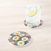 カラフルな花 エレガントな水彩画 コースター (側面)