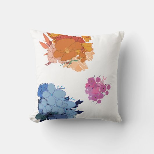 カラフルな花 クッション (正面)
