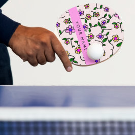 カラフルな花、ピンクの背景、ピンク 卓球ラケット