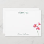 カラフルな花 ピンク 緑 オーダーメイド ブライダルシャワー サンキューカード (正面/裏面)