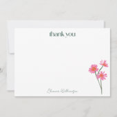 カラフルな花 ピンク 緑 カスタム ブライダルシャワー サンキューカード (正面)