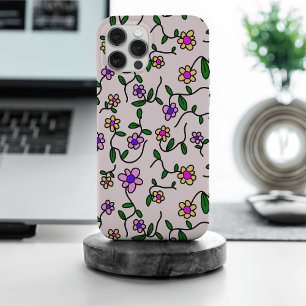 カラフルな花、フラワーパターン、グリーン、ボホー iPhone 15 PRO MAXケース