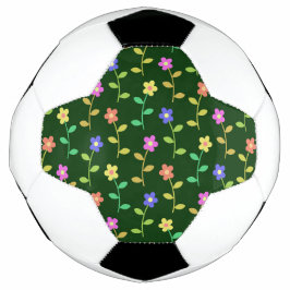 カラフルな花、フラワーパターン、グリーン、ボホ サッカーボール