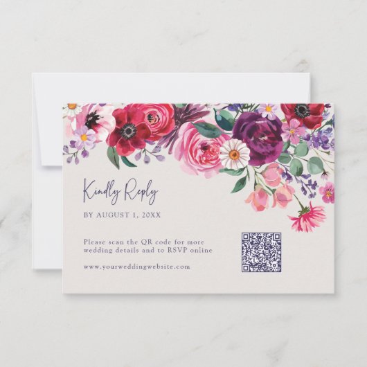 カラフルな花 出欠カード (正面)