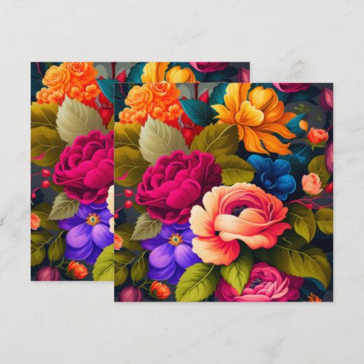 カラフルな花 招待状 (正面/裏面)