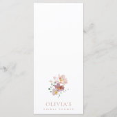 カラフルな花, 野の花, ボヘミア, ブライズシャワー メニュー (裏面)