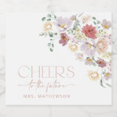 カラフルな花、野の花、ボヘミア、結婚前お披露目パーティー スパークリングワインラベル (シングルラベル)