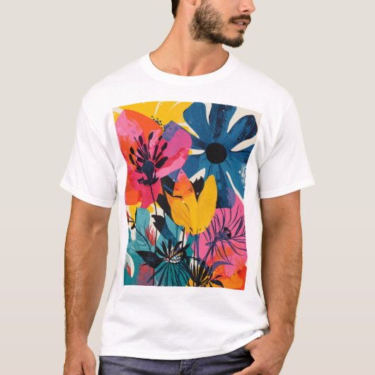 カラフルな花 Tシャツ (正面)