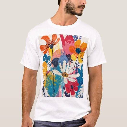 カラフルな花 Tシャツ (正面)