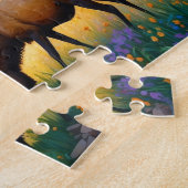 カラフルな草原のエ鹿と花のアート ジグソーパズル (側面)