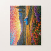 カラフルな草原の花 キャンピングテント アート ジグソーパズル (縦)