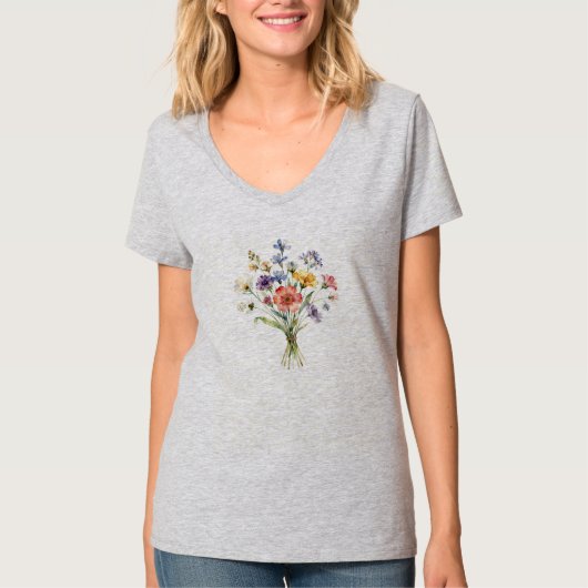 カラフルな草原の花 ソフトで自然なアレンジメント A Tシャツ (正面)