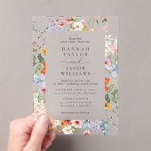 カラフルな草原の野の花の結婚式 アクリル招待状 (インサイチュ (ポータブル))