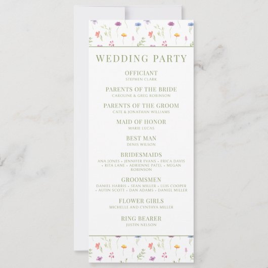 カラフルな草原の野の花をテーマにした夏の結婚式 (裏面)