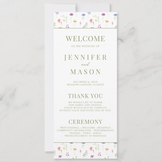 カラフルな草原の野の花をテーマにした夏の結婚式 (正面)