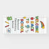 カラフルな落書きで戻ってくる学校へようこそ 横断幕 (横)