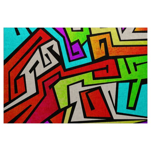 カラフルな落書きのイラストレーション ファブリック (ヤード)