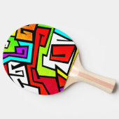 カラフルな落書きのイラストレーション 卓球ラケット (横)