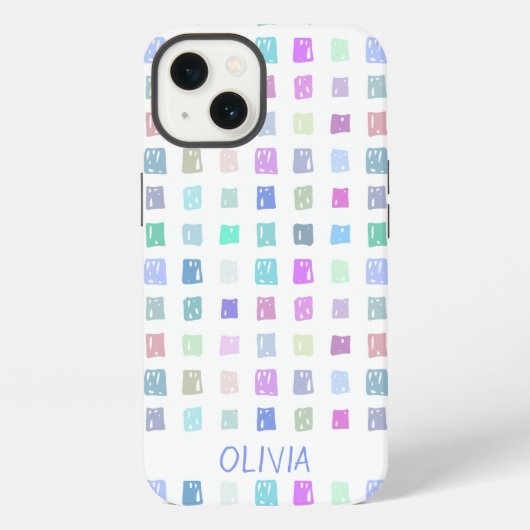 カラフルな落書きの四角形 iPhoneケース (裏面)