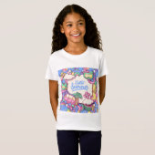 カラフルな落書きの夏の女の子のTシャツ Tシャツ (正面フル)