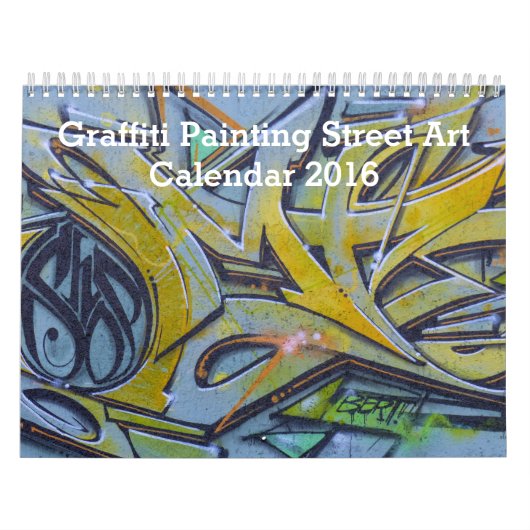 カラフルな落書きの絵画の通りの芸術2016年 カレンダー (カバー)