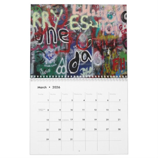 カラフルな落書きの絵画の通りの芸術2018年 カレンダー (3月 2026)