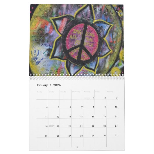 カラフルな落書きの絵画の通りの芸術2018年 カレンダー (1月 2026)