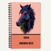 カラフルな落書きの馬のイラスト - 馬好きのためのデザイン ノートブック (正面)