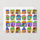 カラフルな落書き風変わった独立した住宅 ポストカード (正面/裏面)