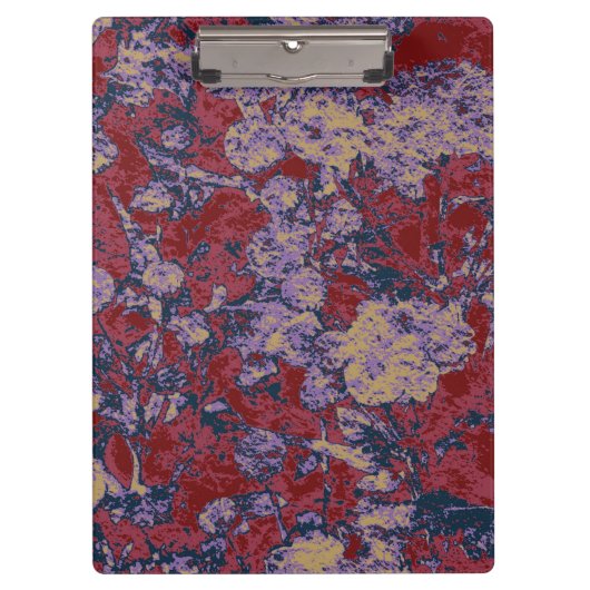 カラフルな葉および花のカムフラージュパターン クリップボード (正面)