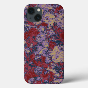 カラフルな葉および花のカムフラージュパターン iPhone 13ケース