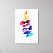 カラフルな葉っぱの水彩画 キャンバスプリント (正面)