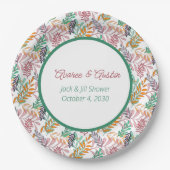 カラフルな葉のジャックとジルシャワー ペーパープレート (正面)