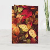 カラフルな葉のユーモアたっぷりのサンクスギビングカード サンキューカード (裏面)